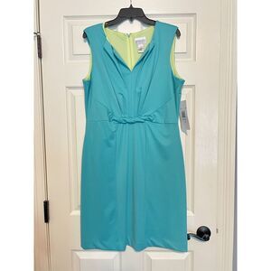 Bethany Turquoise Sleeveless Lined Sheath Dress NWT Size 14 100% Polyester - 268